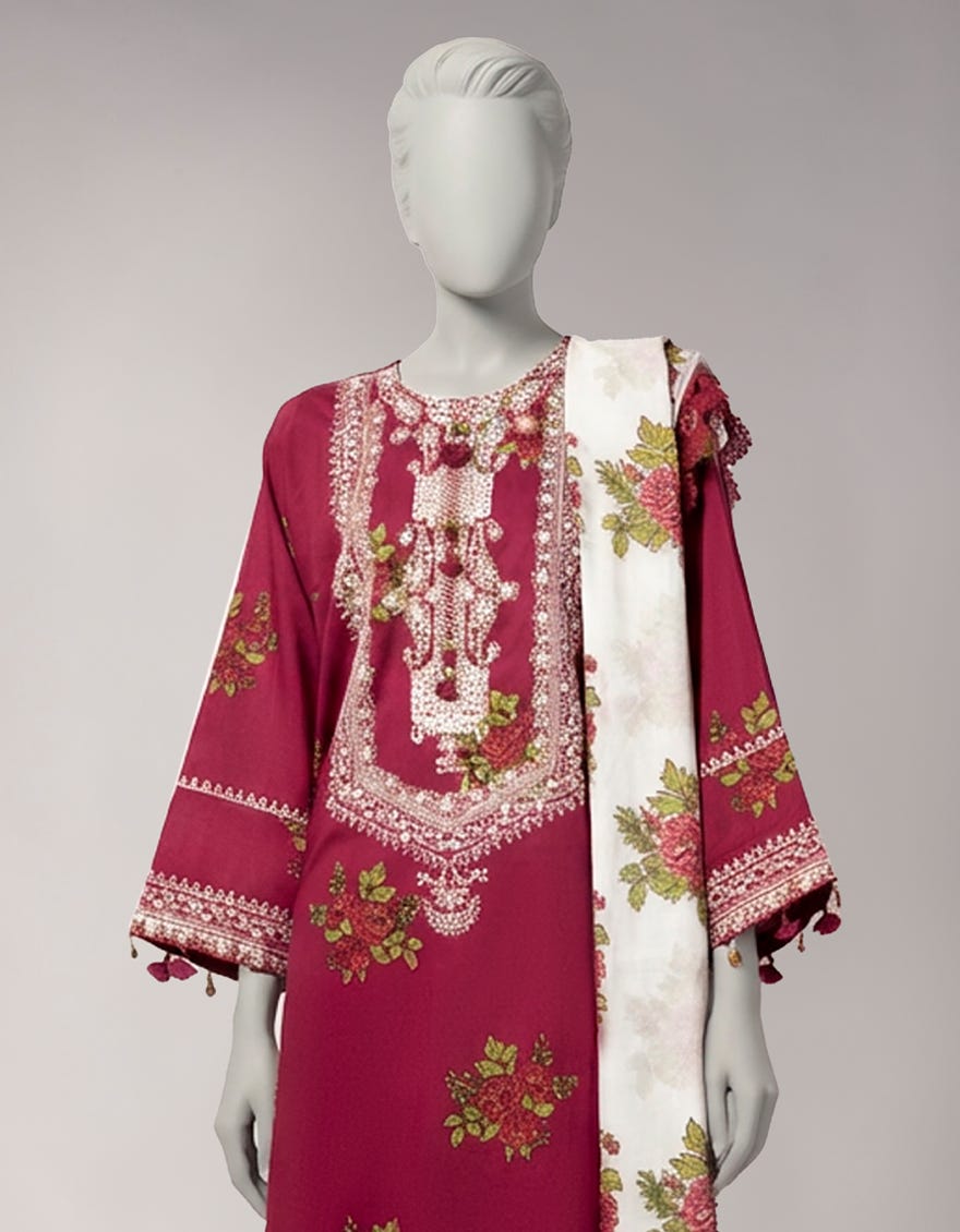 MULTICOLOR LAWN EMBROIDERED UNSTITCHED 3PC