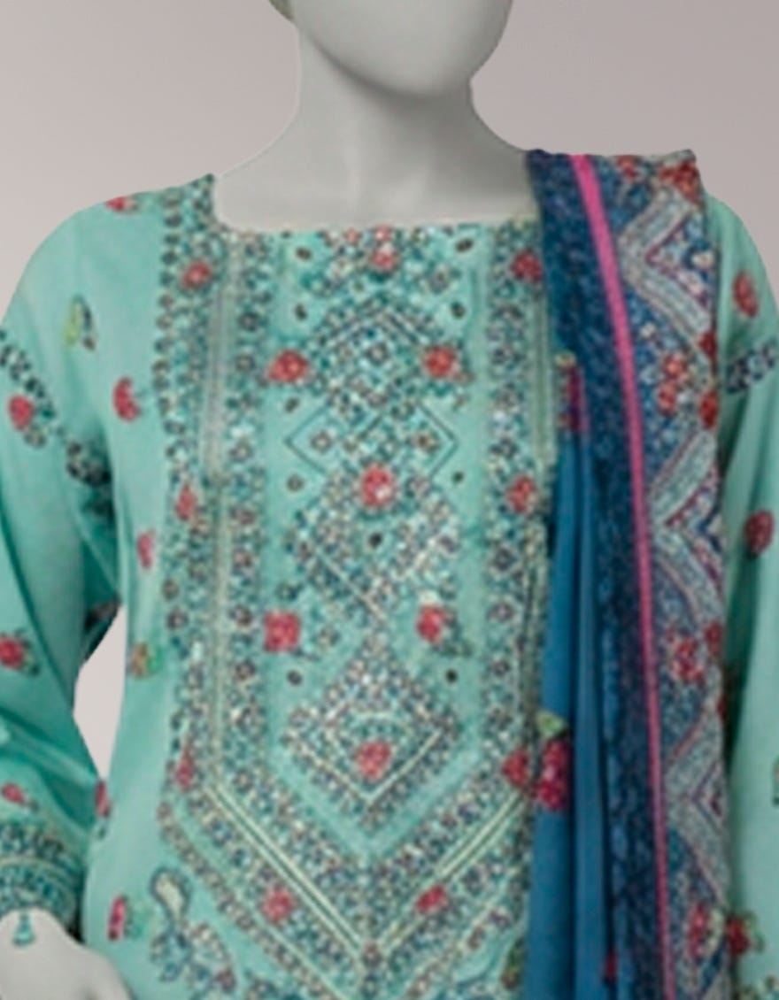 MULTICOLOR LAWN EMBROIDERED UNSTITCHED 3PC