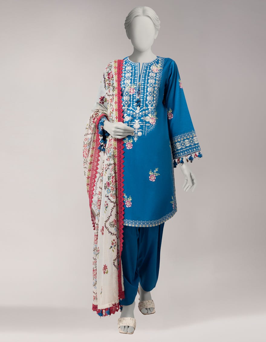 MULTICOLOR LAWN EMBROIDERED UNSTITCHED 3PC