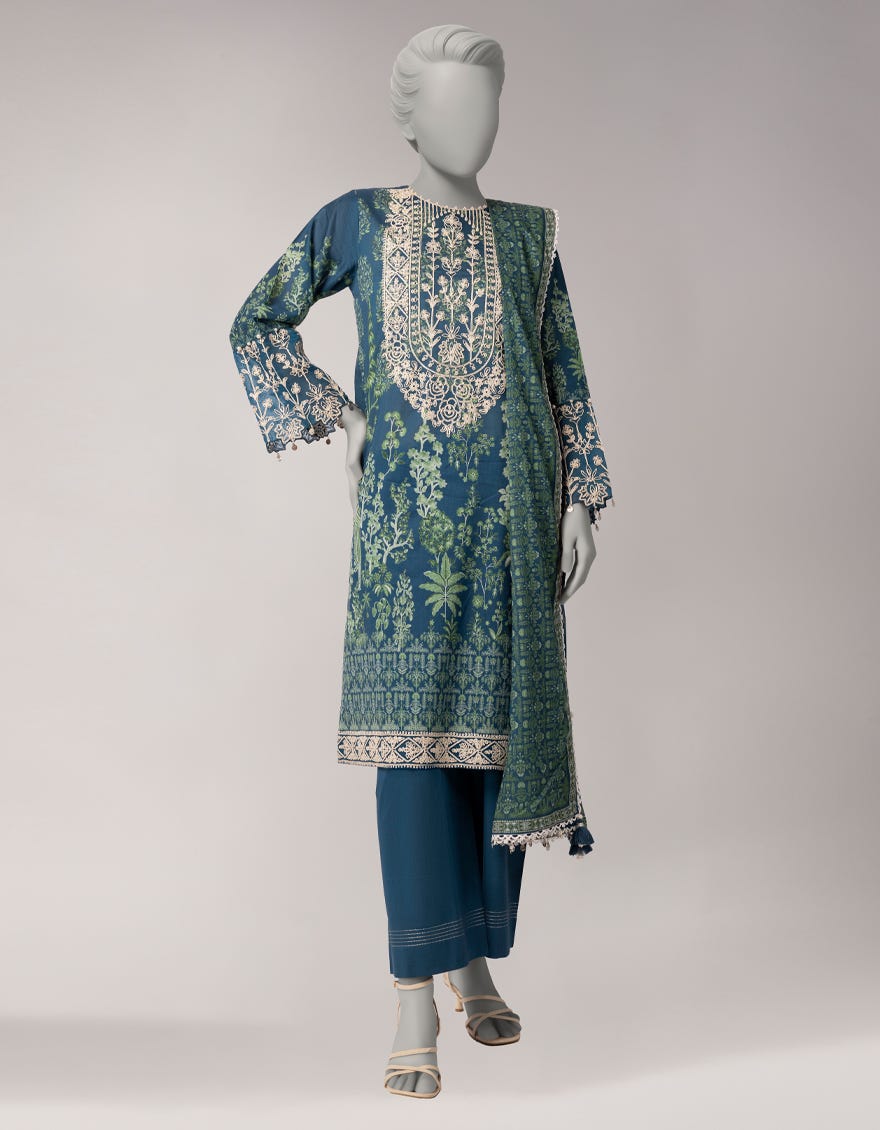 MULTICOLOR LAWN EMBROIDERED UNSTITCHED 3PC