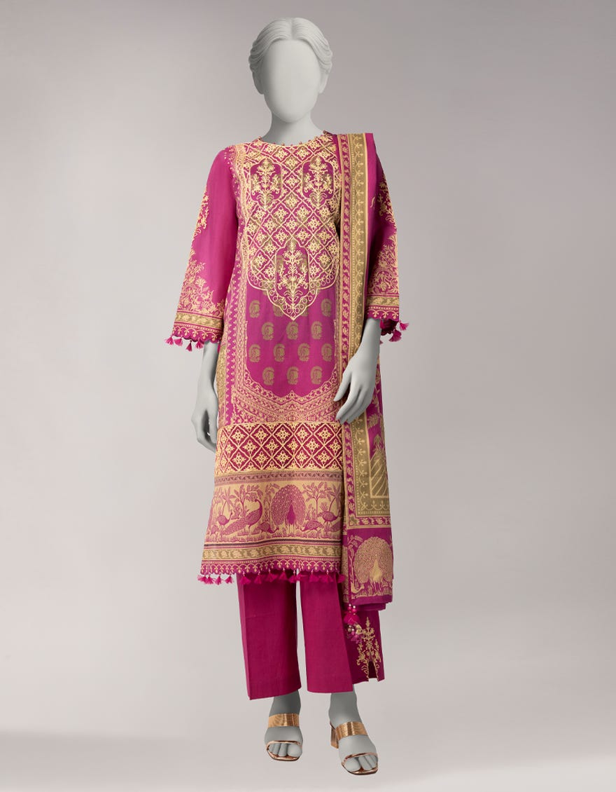 MULTICOLOR LAWN EMBROIDERED UNSTITCHED 3PC