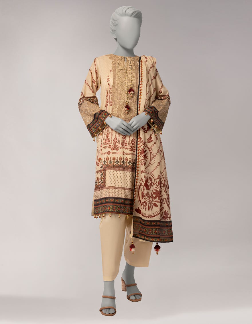 MULTICOLOR LAWN EMBROIDERED UNSTITCHED 3PC