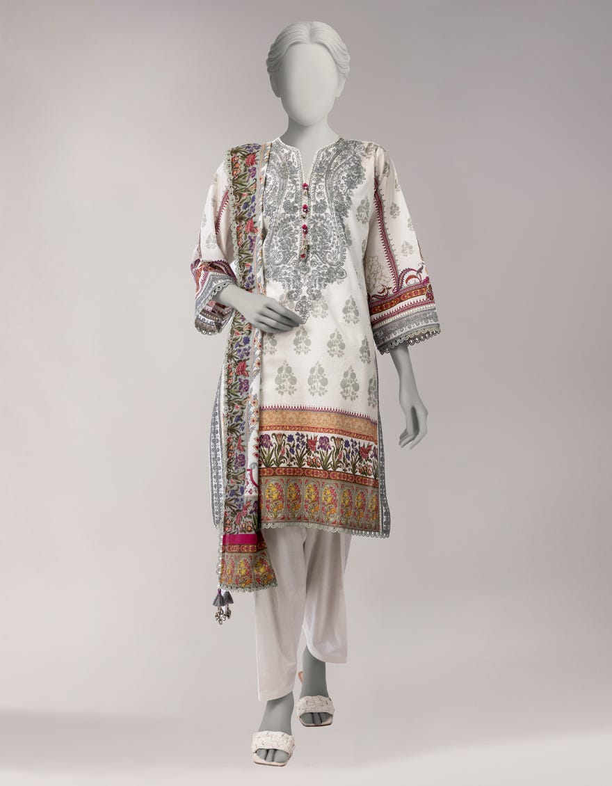 MULTICOLOR LAWN EMBROIDERED UNSTITCHED 3PC