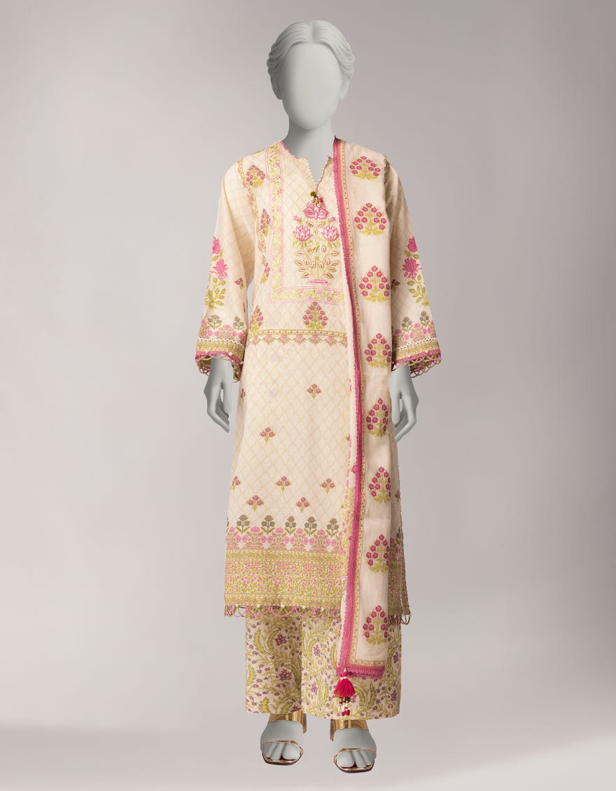 OFF WHITE LAWN EMBROIDERED UNSTITCHED 3PC