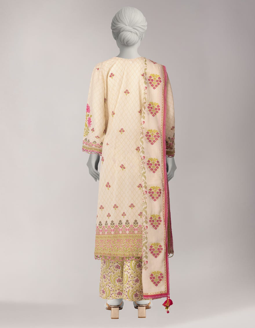 OFF WHITE LAWN EMBROIDERED UNSTITCHED 3PC