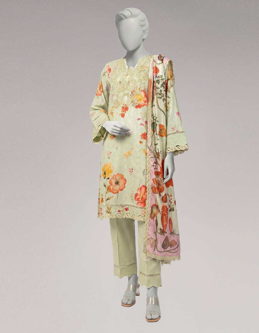 MULTICOLOR DOBBY EMBROIDERED UNSTITCHED 3PC