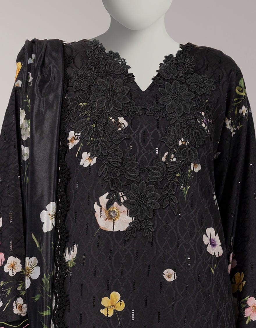 MULTICOLOR DOBBY EMBROIDERED UNSTITCHED 3PC