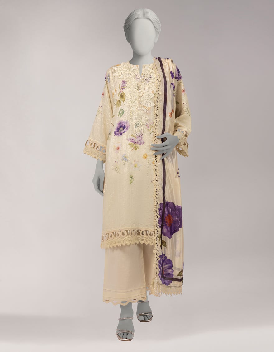 MULTICOLOR DOBBY EMBROIDERED UNSTITCHED 3PC