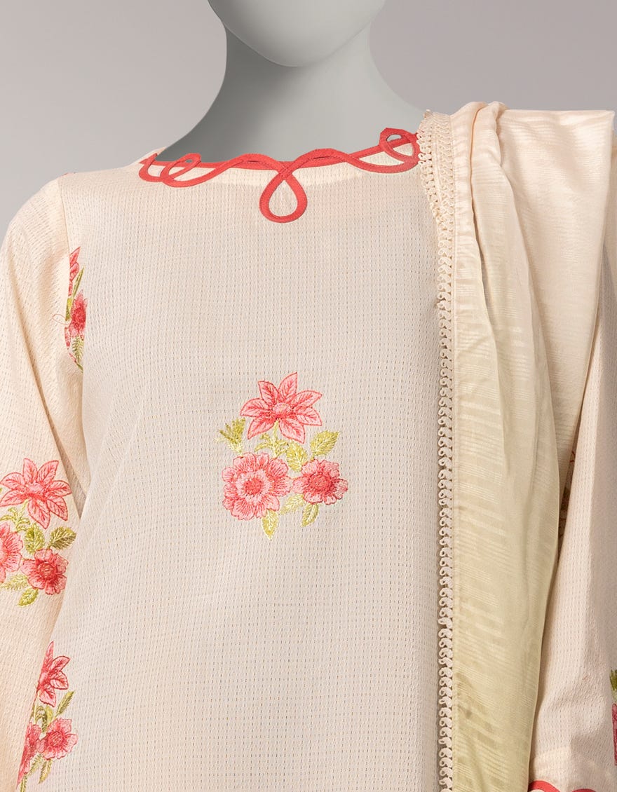 OFF WHITE DORIA EMBROIDERED UNSTITCHED 3PC