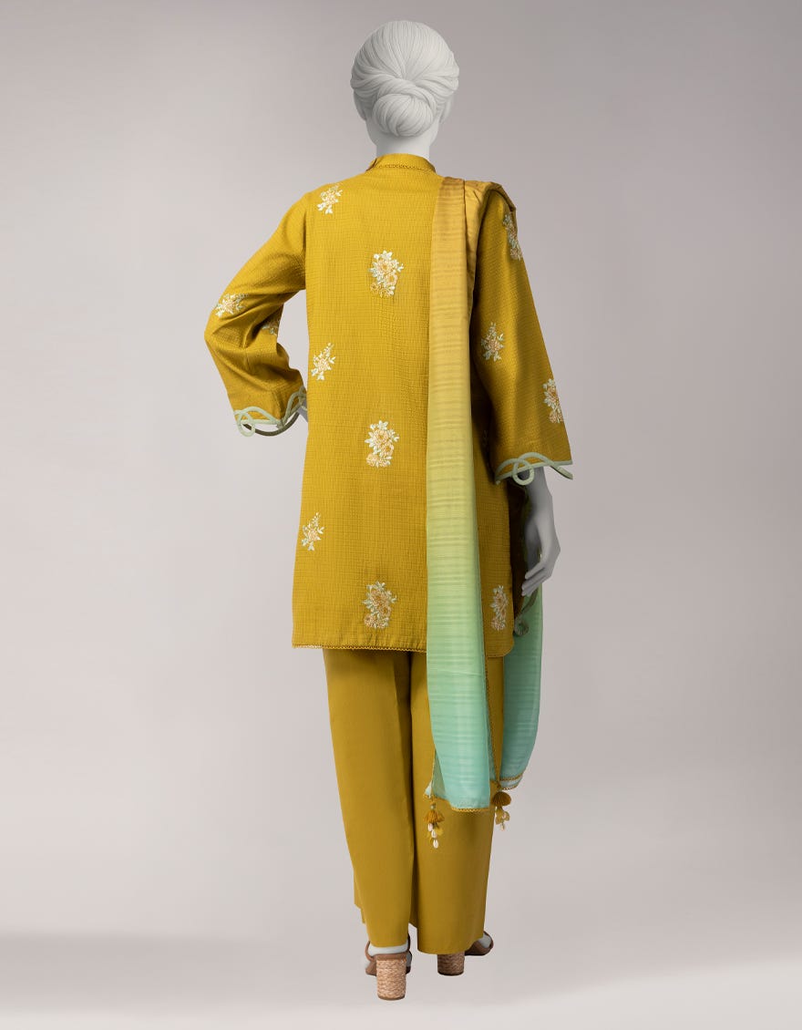 GREEN DORIA EMBROIDERED UNSTITCHED 3PC