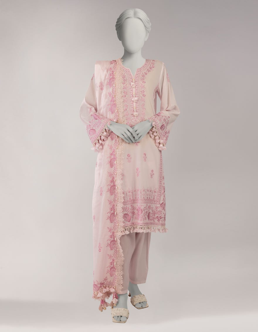 PINK LAWN EMBROIDERED UNSTITCHED 3PC
