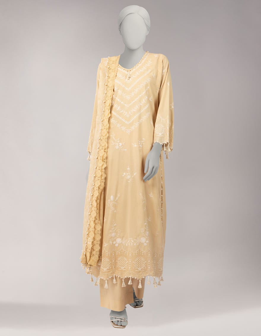BEIGE LAWN EMBROIDERED UNSTITCHED 3PC