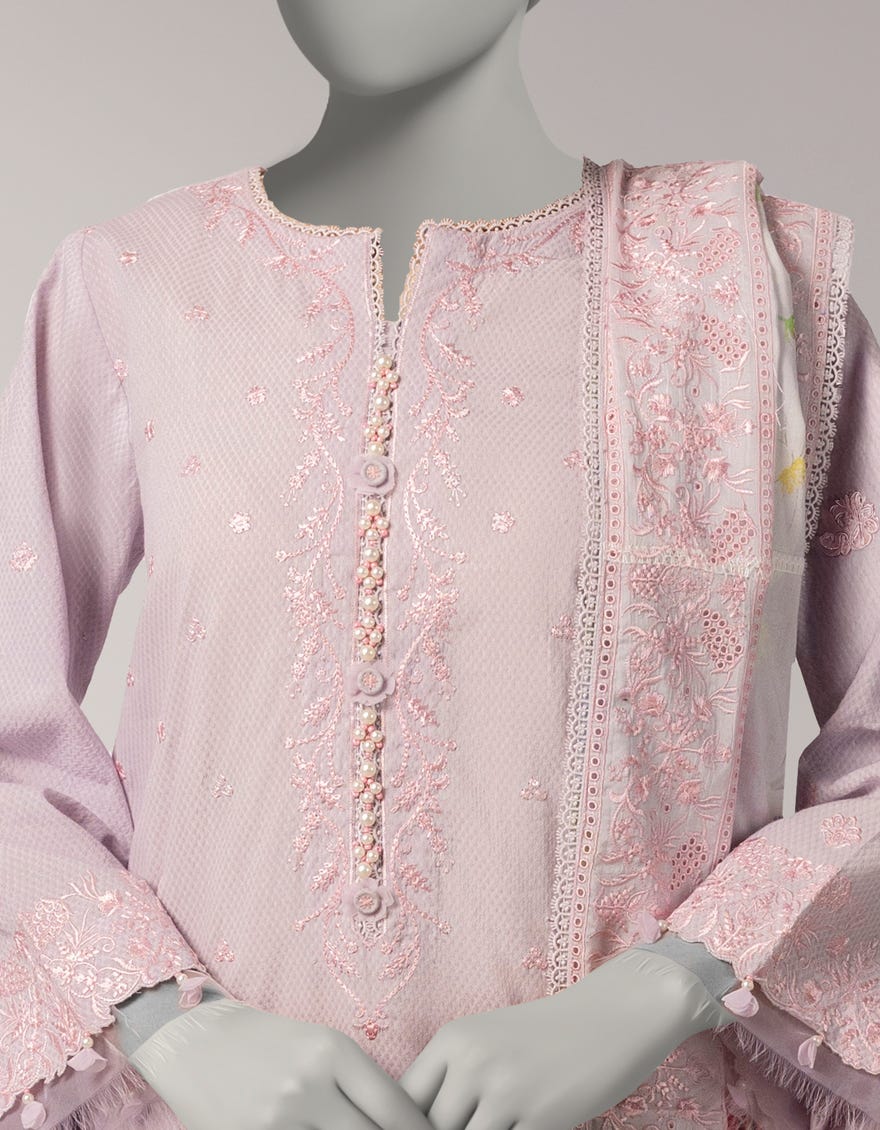 LILAC DOBBY EMBROIDERED UNSTITCHED 3PC