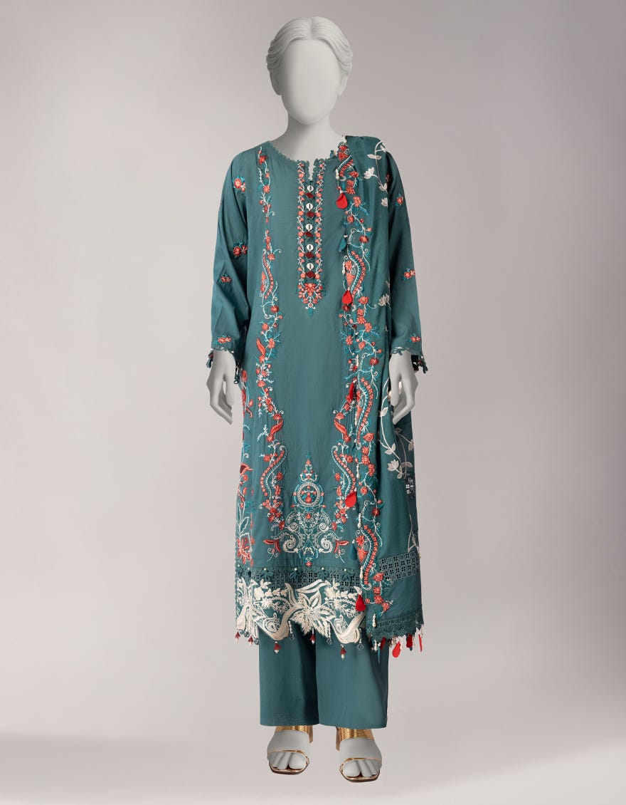 BLUE LAWN EMBROIDERED UNSTITCHED 3PC