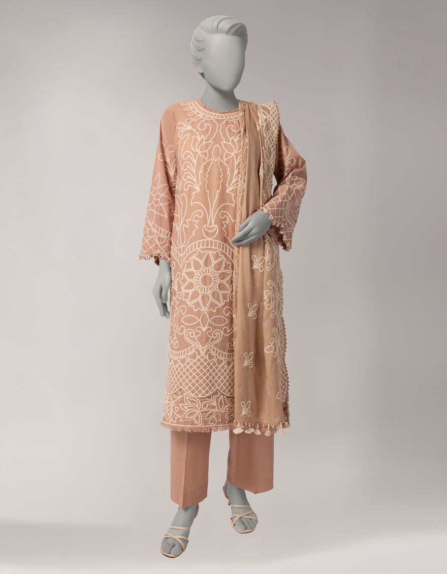 BROWN LAWN EMBROIDERED UNSTITCHED 3PC