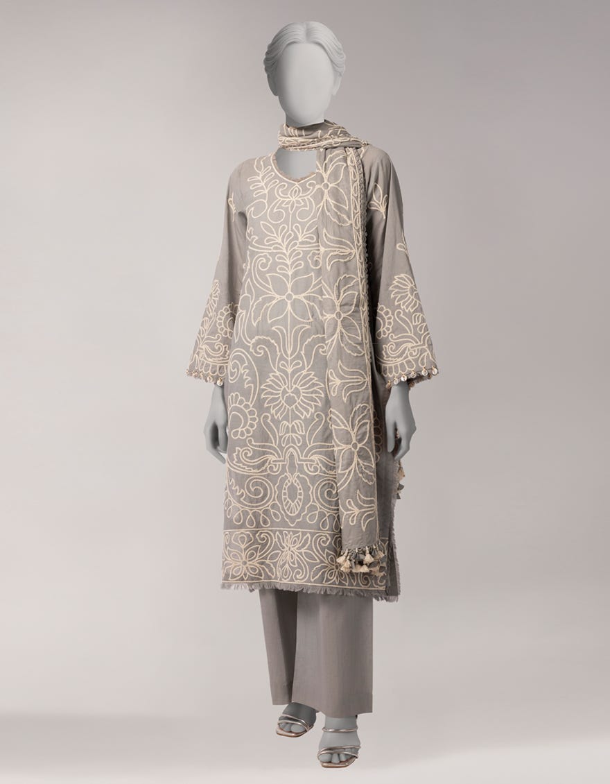 GREY LAWN EMBROIDERED UNSTITCHED 3PC