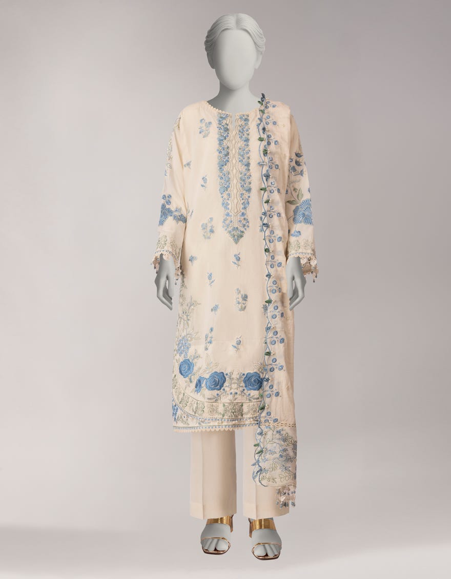 OFF WHITE LAWN EMBROIDERED UNSTITCHED 3PC