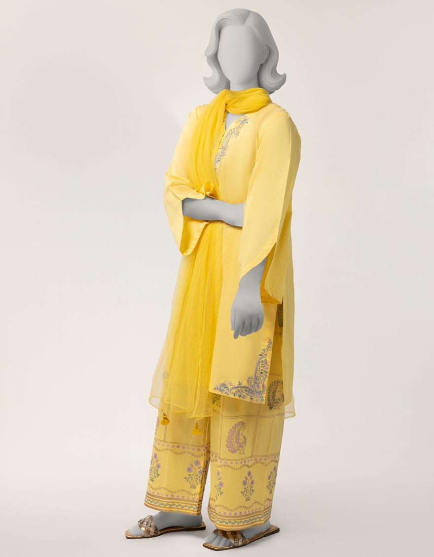 YELLOW LAWN EMBROIDERED 3PC STITCHED