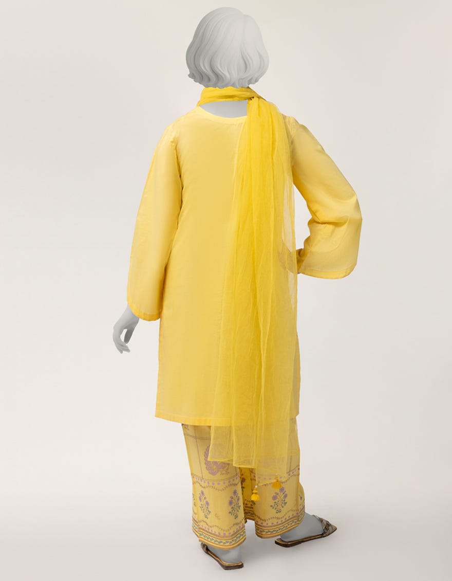 YELLOW LAWN EMBROIDERED 3PC STITCHED