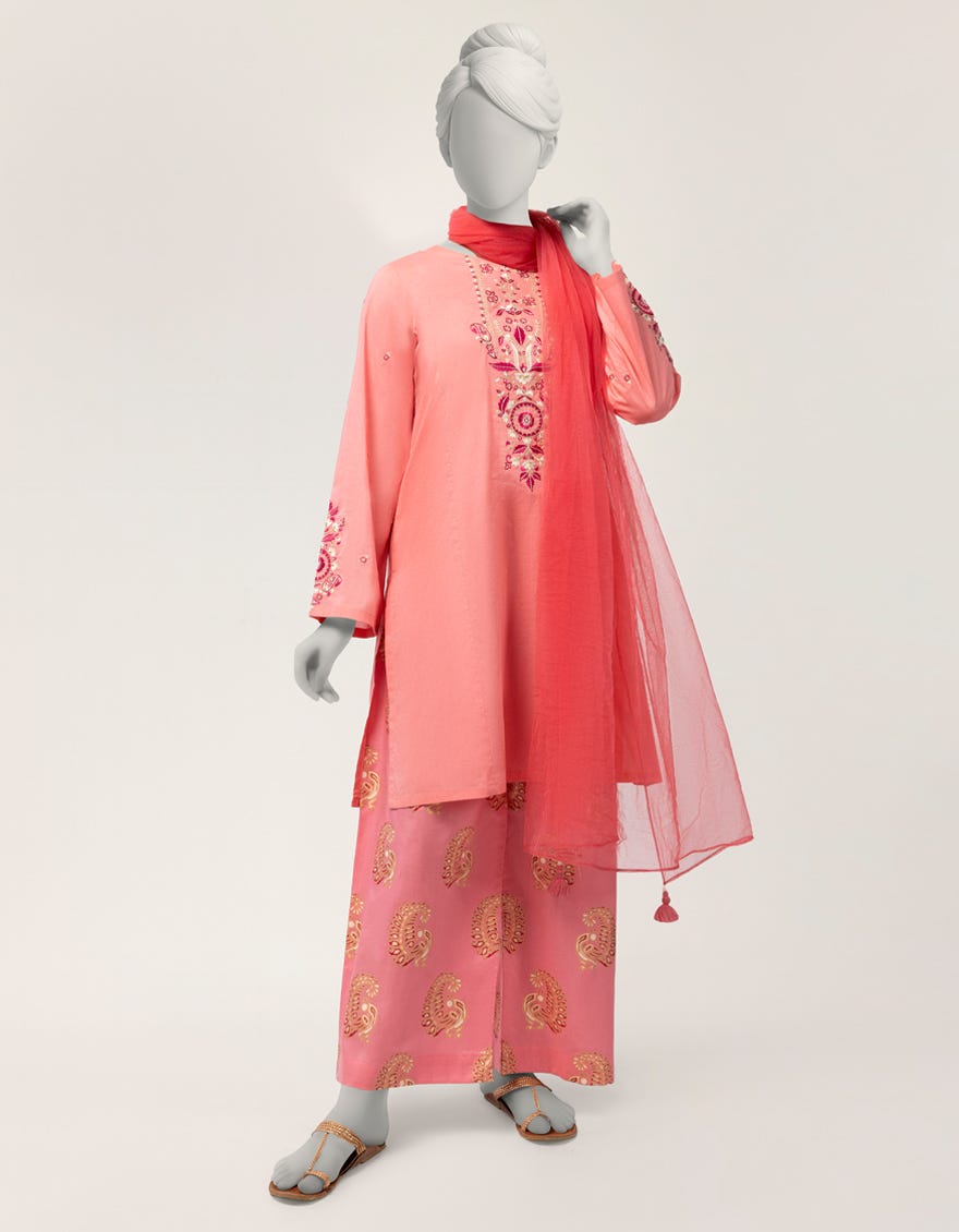 PINK LAWN EMBROIDERED 3PC STITCHED