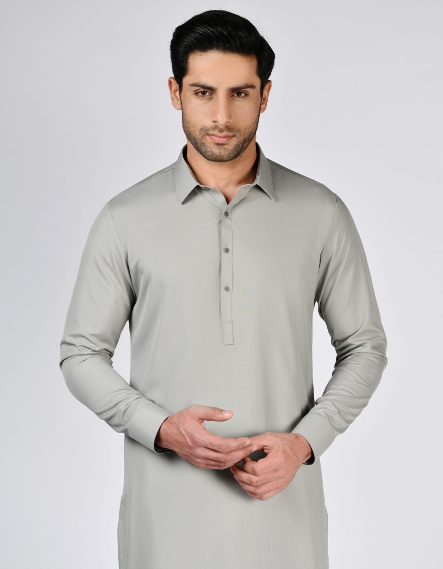 Sage Green Blended Unstitched Kameez Shalwar Fabric | Jjms-2646