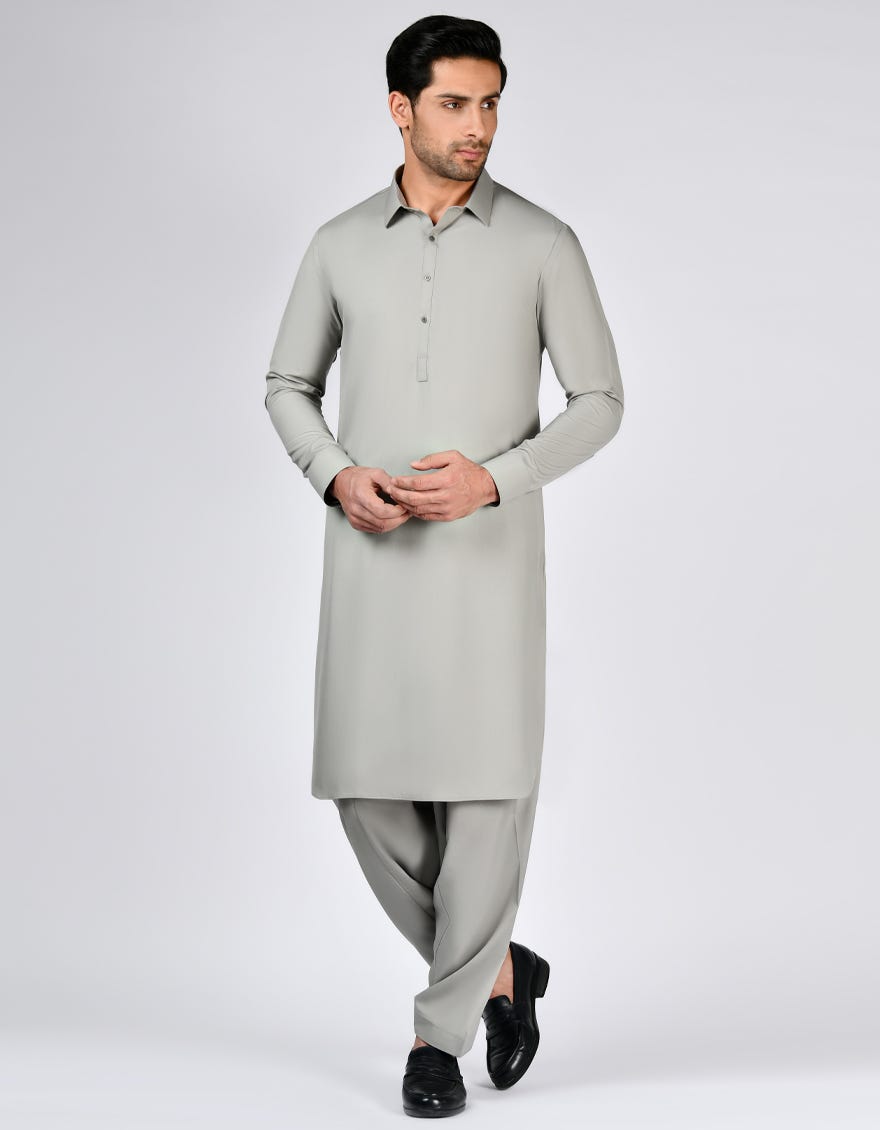 Sage Green Blended Unstitched Kameez Shalwar Fabric | Jjms-2646