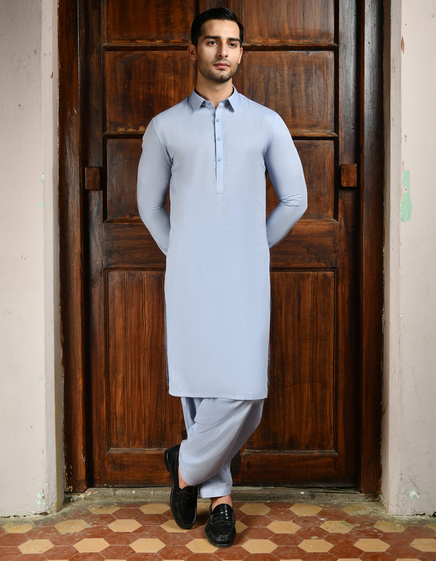 Ice Blue Unstitched Kameez Shalwar Fabric | Jjms-2734