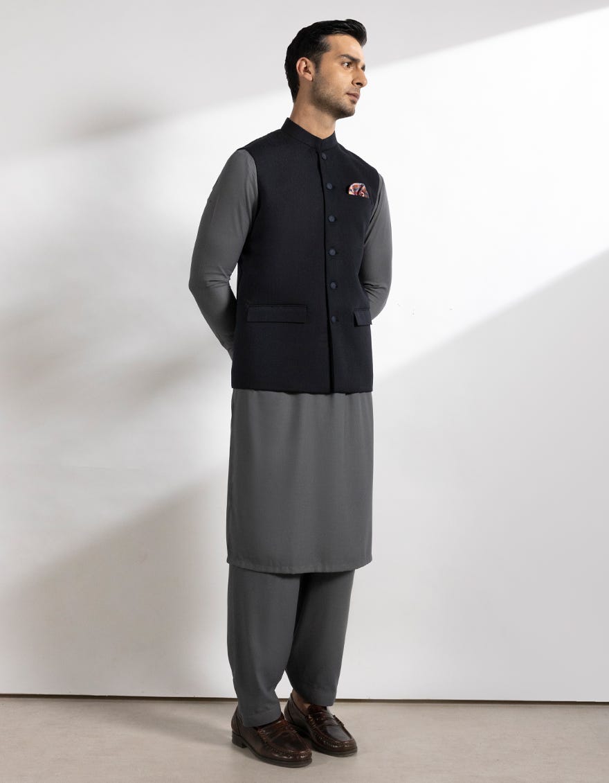 NAVY BLUE PLAIN SUITING WAISTCOAT