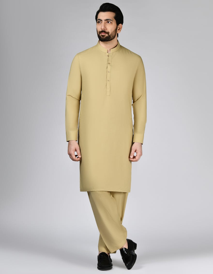 Pastel Yellow Blended Unstitched Kameez Shalwar Fabric | Jjms-2739