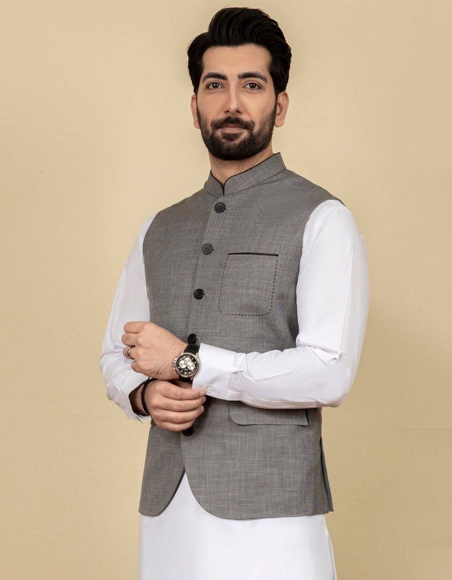 GREY BLENDED WAISTCOAT | JJVC-27420