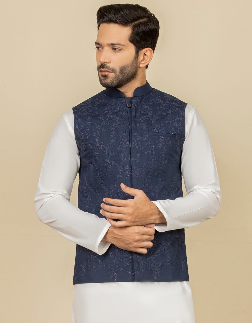 NAVY BLUE SUITING WAISTCOAT | JJVC-27454
