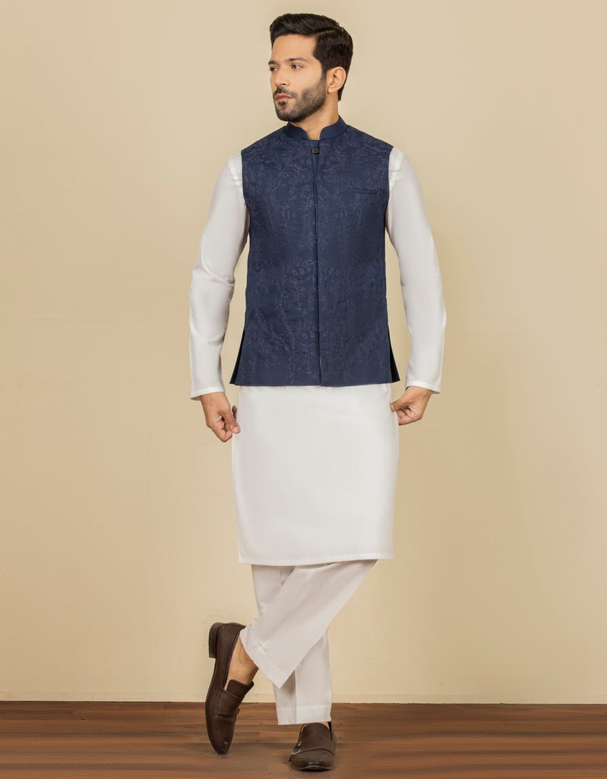 NAVY BLUE SUITING WAISTCOAT | JJVC-27454