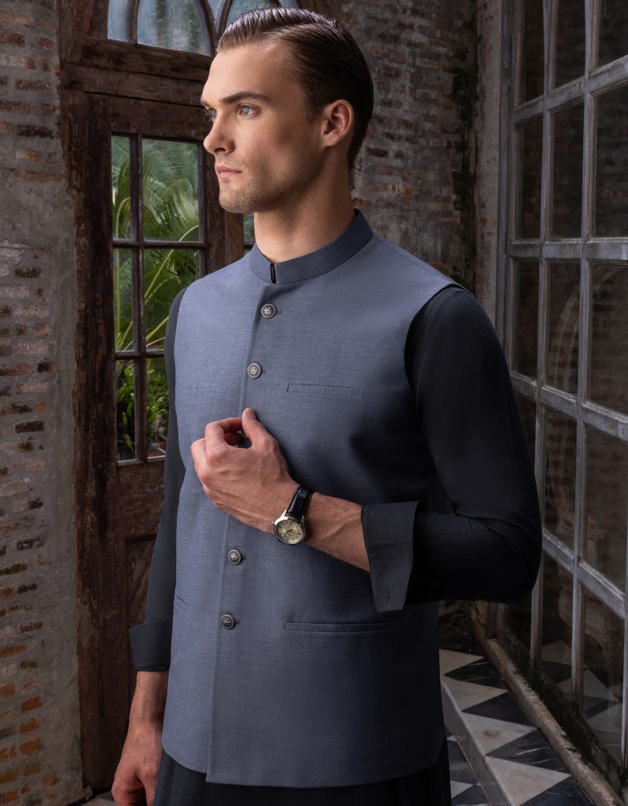 DENIM BLENDED WAISTCOAT | JJVC-27464