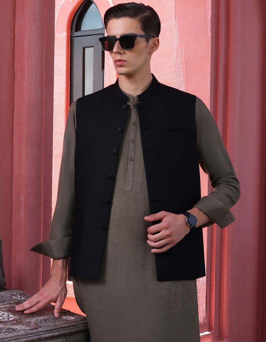 BLACK BLENDED WAISTCOAT | JJVC-27468