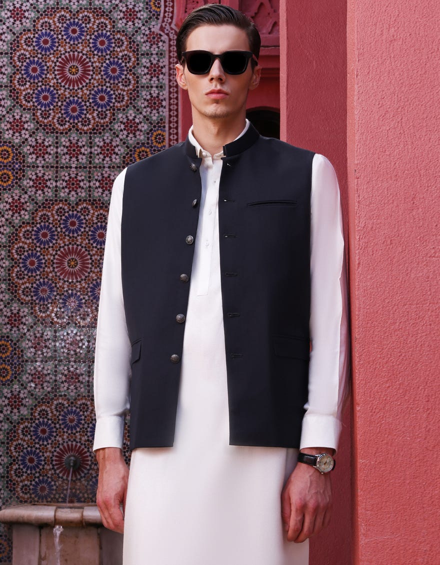 CHARCOAL BLENDED WAISTCOAT | JJVC-27470