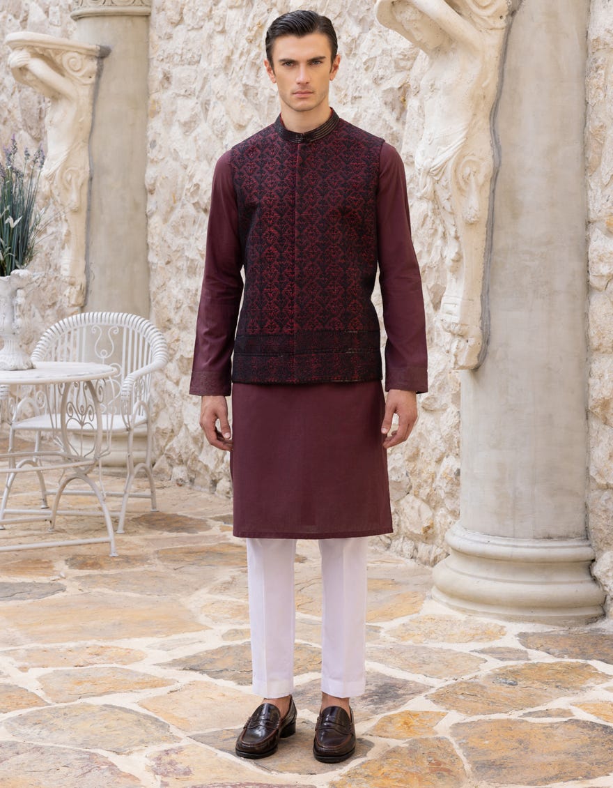 maroon-polyester-waistcoat-jjvc-27478