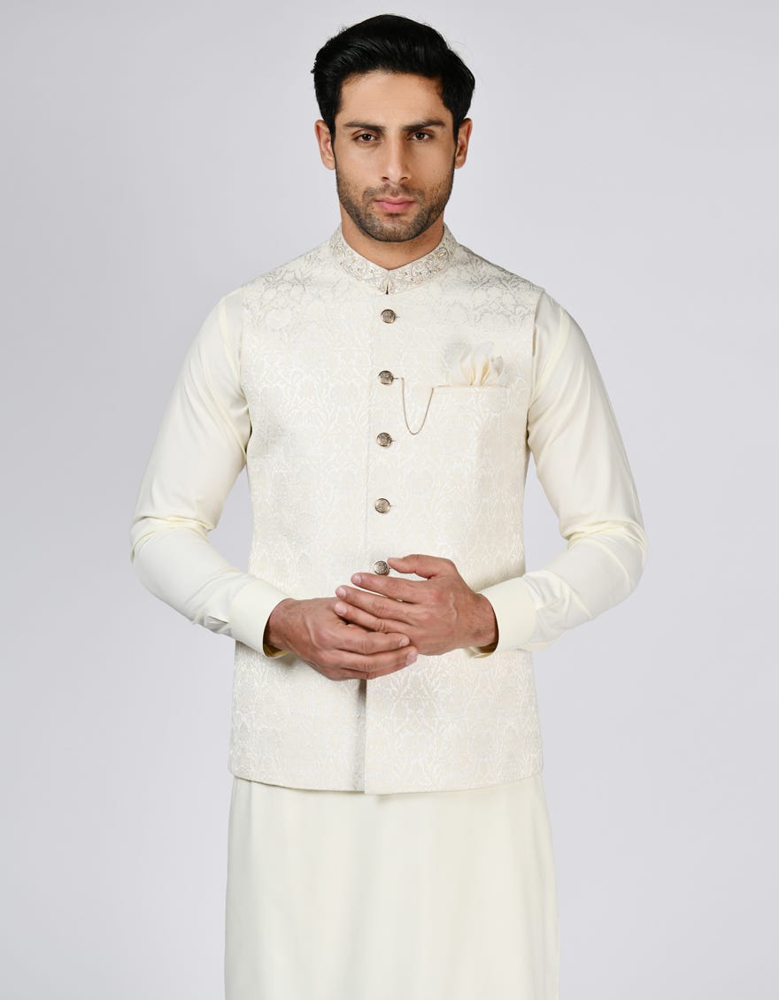 Off White Blended Waistcoat | Jjvc-A-27490