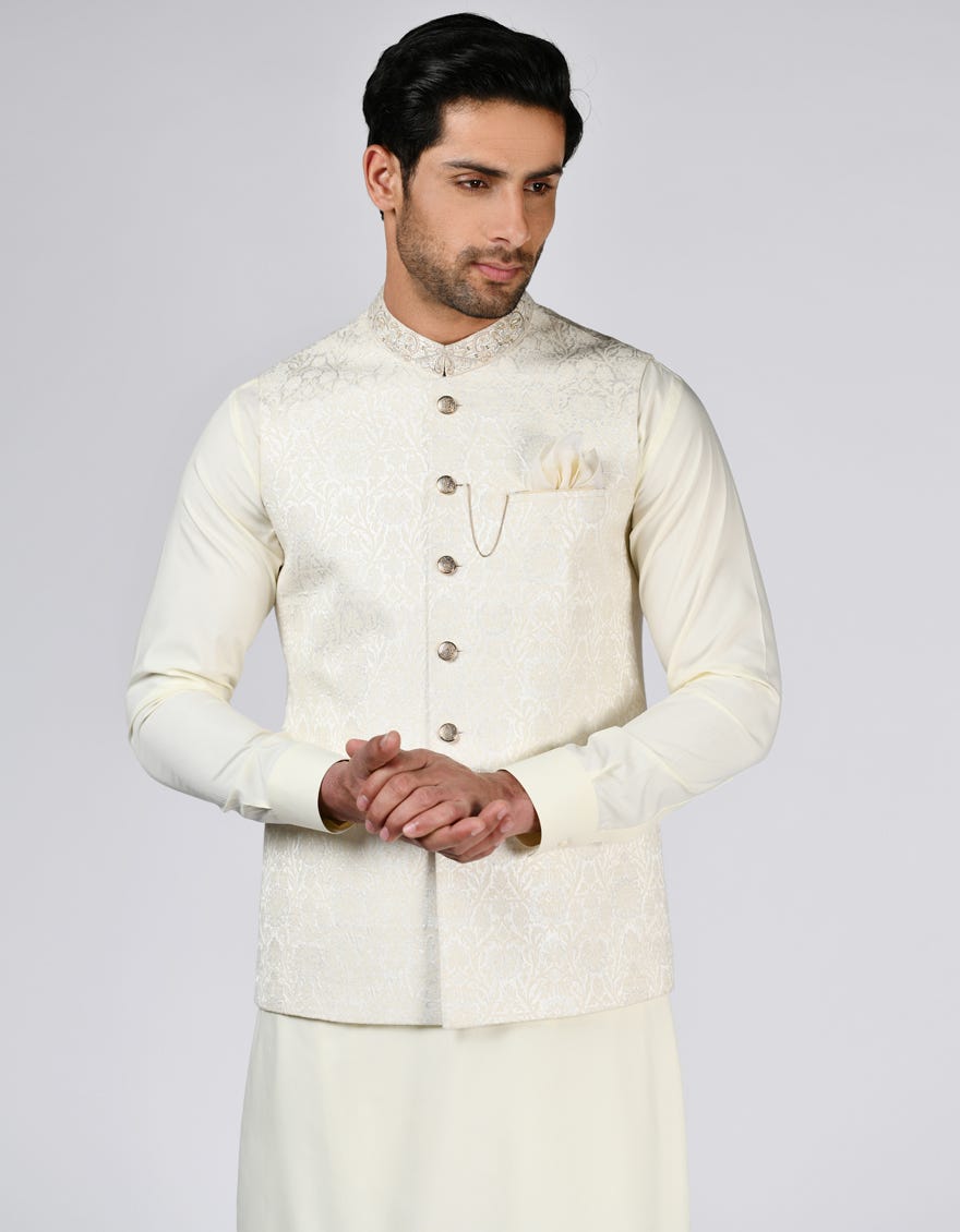 Off White Blended Waistcoat | Jjvc-A-27490