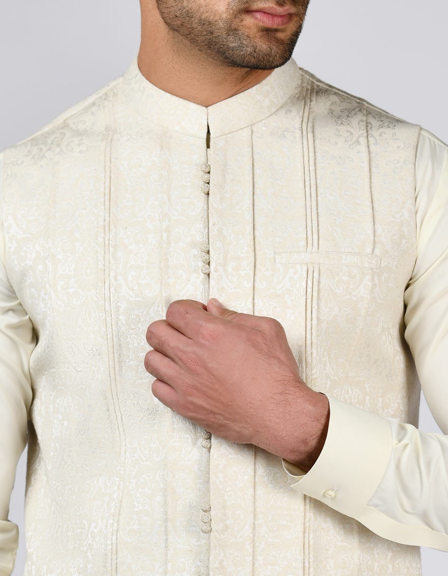 Off White Blended Waistcoat | Jjvc-27491