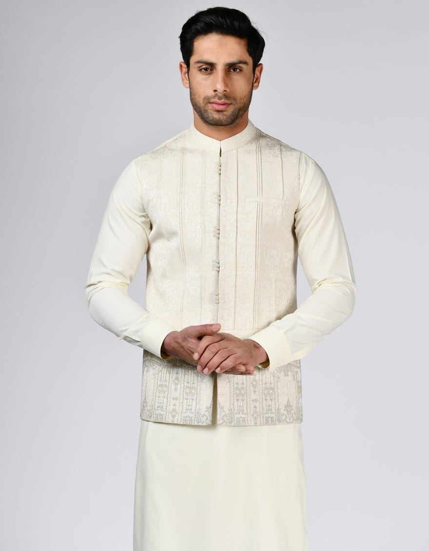 Off White Blended Waistcoat | Jjvc-27491