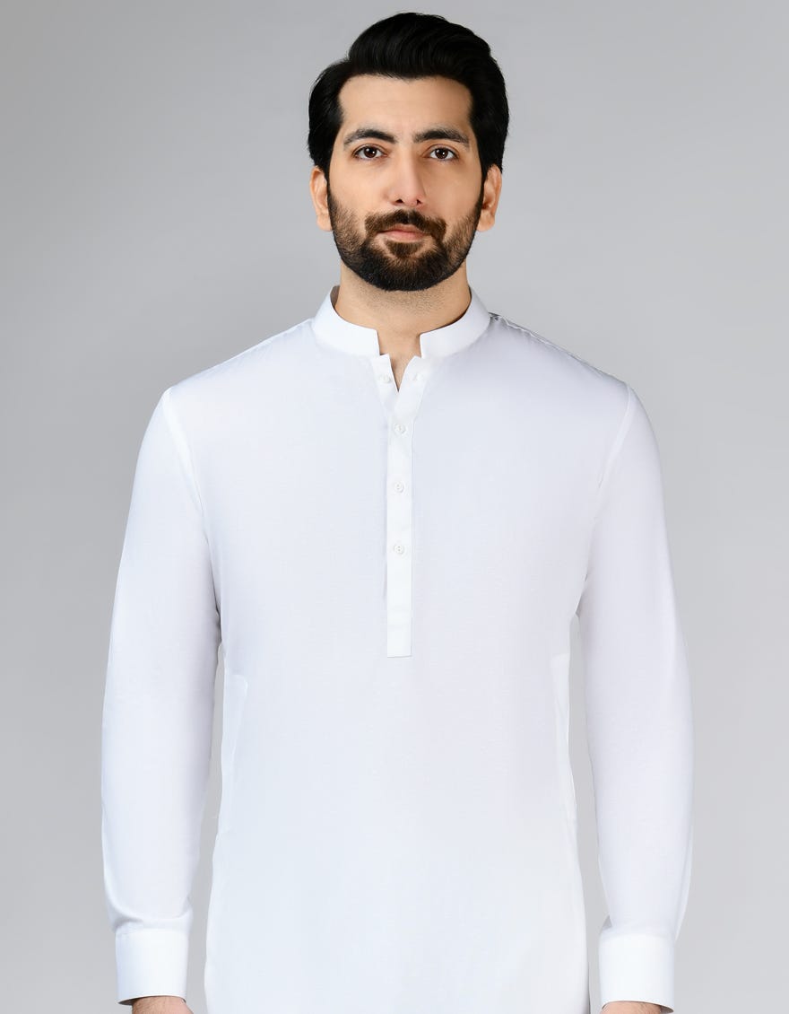 Off White Blended Unstitched Kameez Shalwar Fabric | Jjms-2778