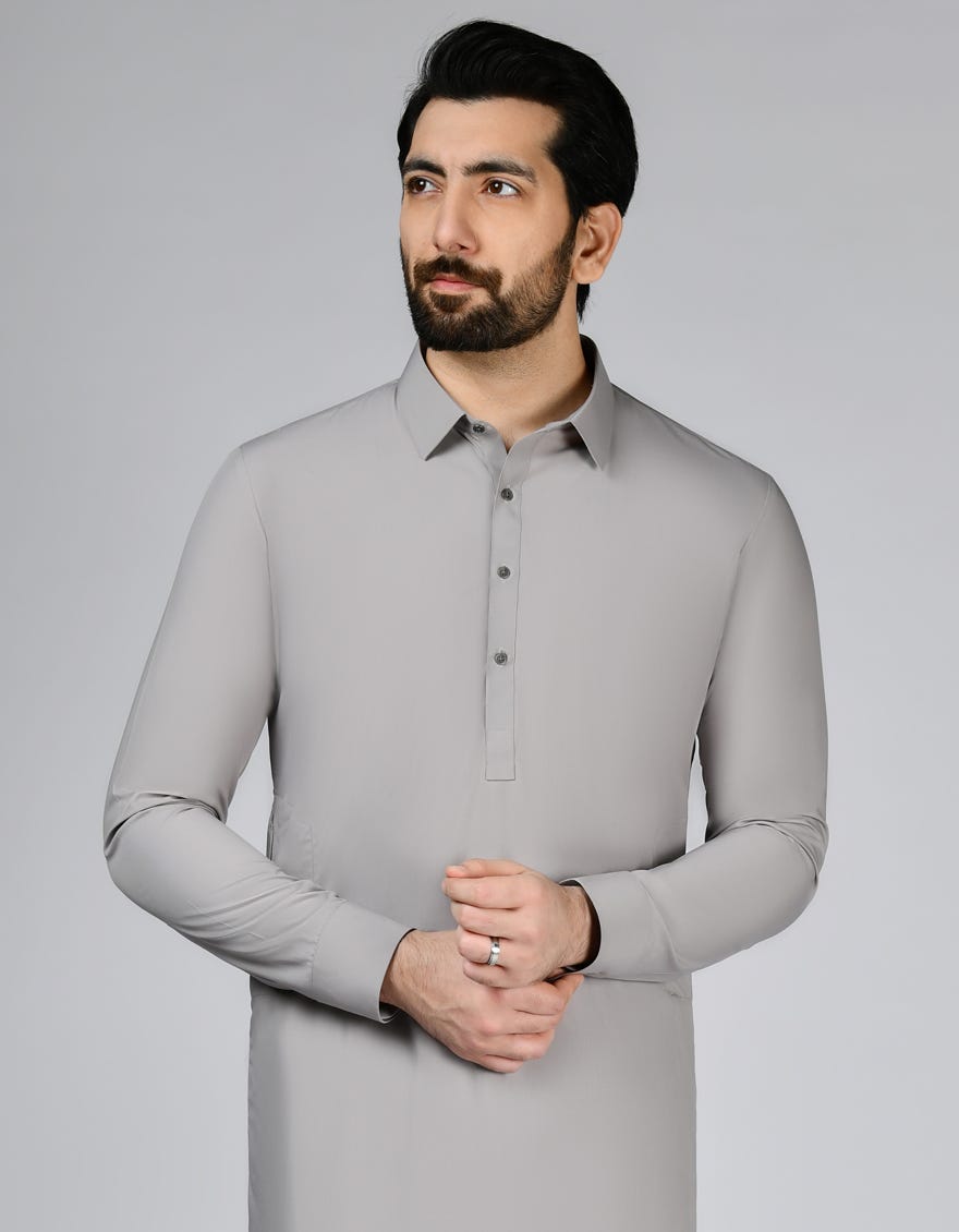 Light Grey Blended Unstitched Kameez Shalwar Fabric | Jjms-2800