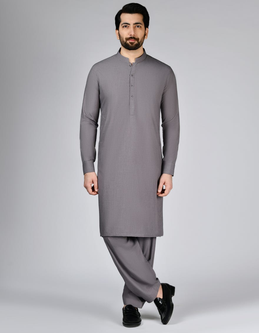 Cedar Brown Blended Unstitched Kameez Shalwar Fabric | Jjms-2802