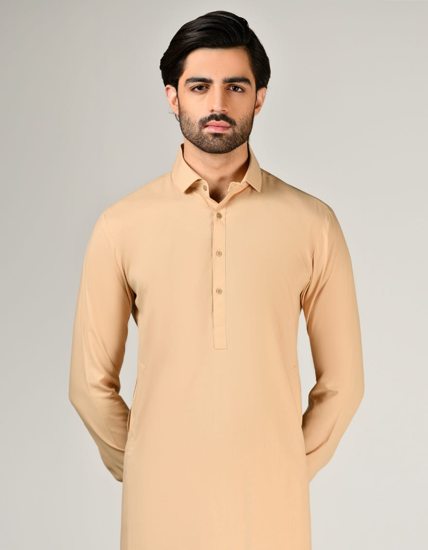 CAMEL BROWN BLENDED UNSTITCHED KAMEEZ SHALWAR FABRIC | JJMS-2820