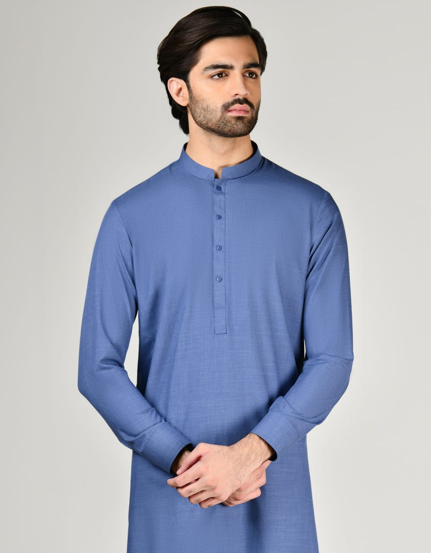PIGEON BLUE BLENDED UNSTITCHED KAMEEZ SHALWAR FABRIC | JJMS-2825