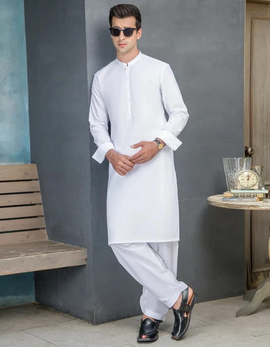 White Cotton Unstitched Kameez Shalwar Fabric | Jjms-3001-R28