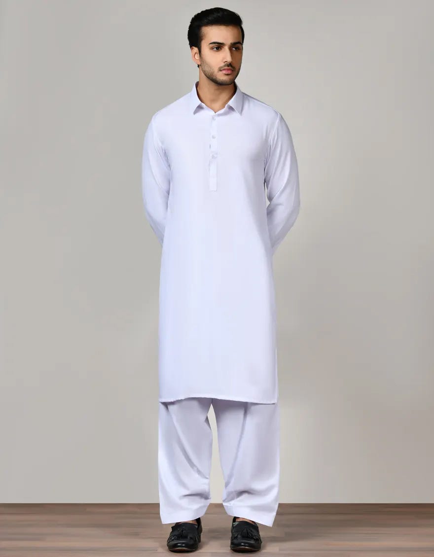WHITE BOSKI UNSTITCHED KAMEEZ SHALWAR FABRIC