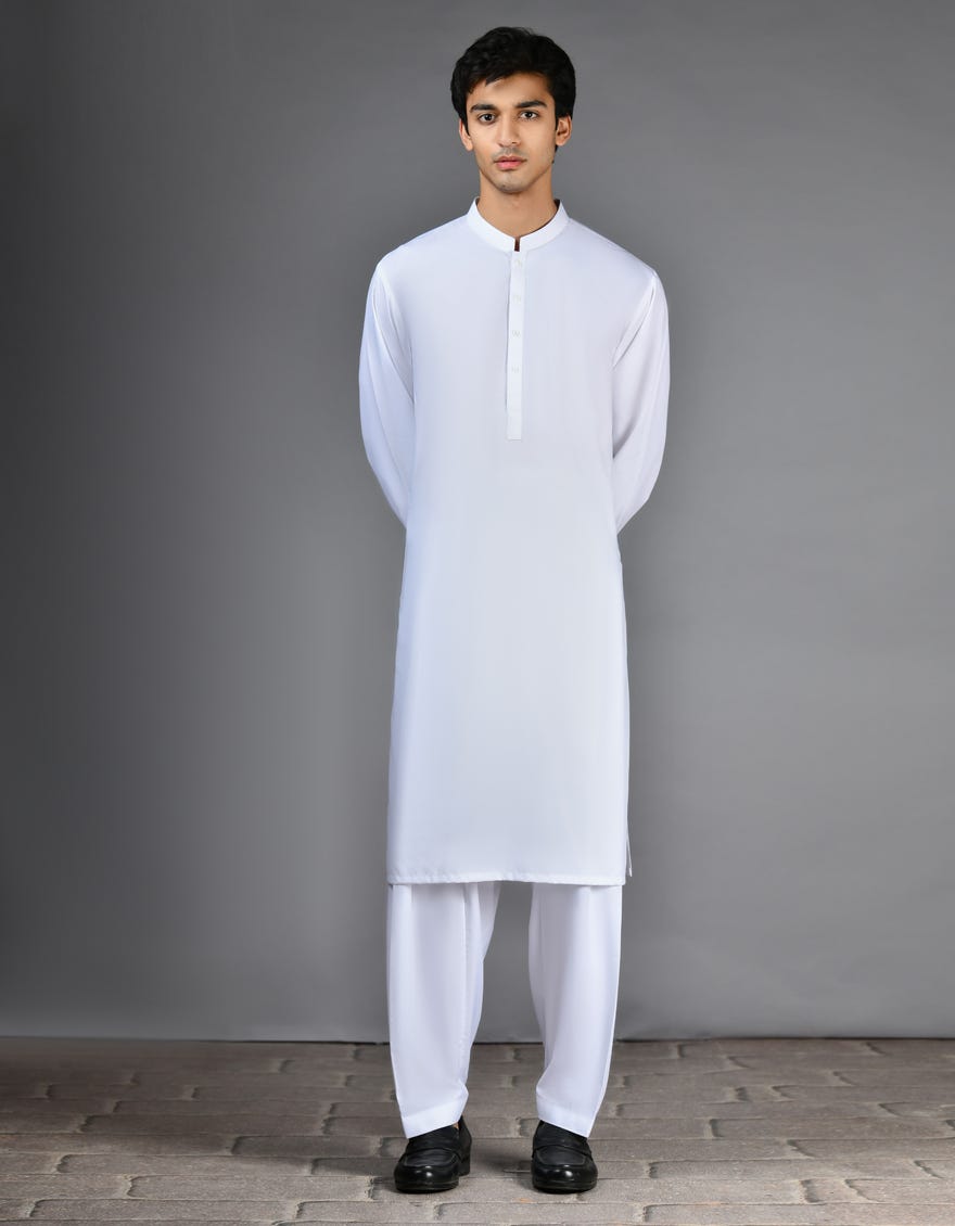 WHITE BLENDED KAMEEZ SHALWAR | JJKS-A-30728-R24-AP