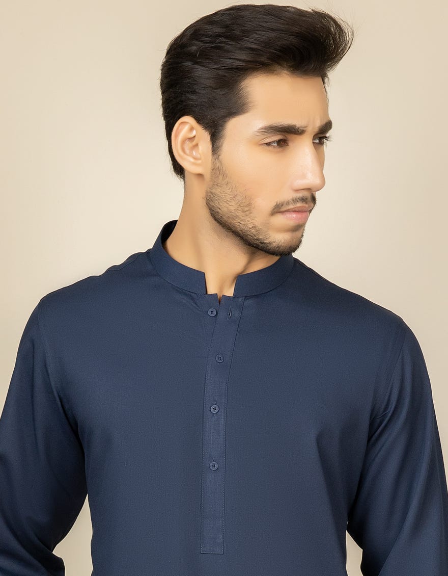 NAVY BLUE BLENDED KAMEEZ SHALWAR | JJKS-S-30780-R15-AP