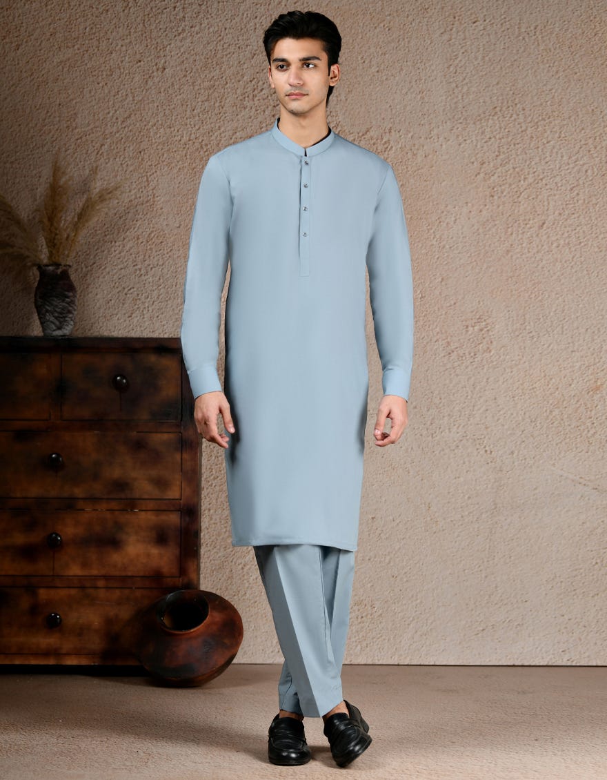 LIGHT BLUE BLENDED UNSTITCHED KAMEEZ SHALWAR FABRIC